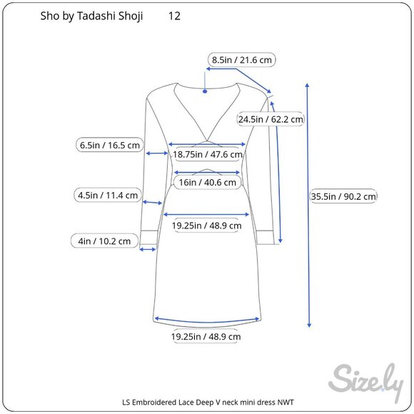 Tadashi Sho Tan Plunge V-Neck LS Lined Embroidered Lace Mini Dress 12 NWT - Picture 9 of 9